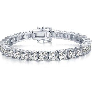 14.4-Carats Tennis Bracelet 8" GRA Certified Moissanite Diamonds Sterling Silver